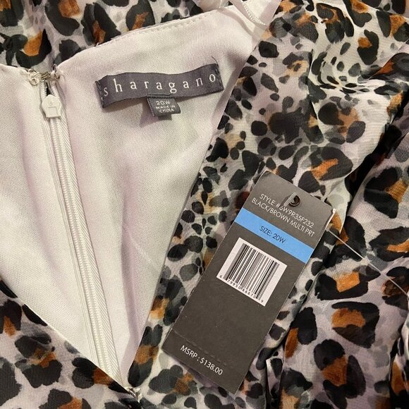 SHARAGANO Women's Black/Brown Print Assymetrical Dress - Size 20W - NWT $138 - Picture 6 of 6